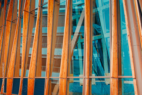 Detail of modern sustainable academy building photo