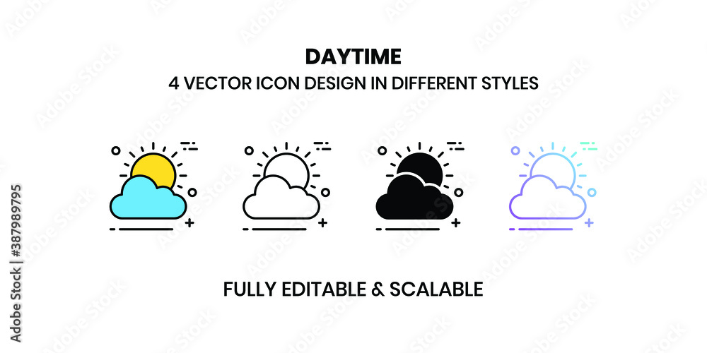 Daytime Vector illustration icons in different styles