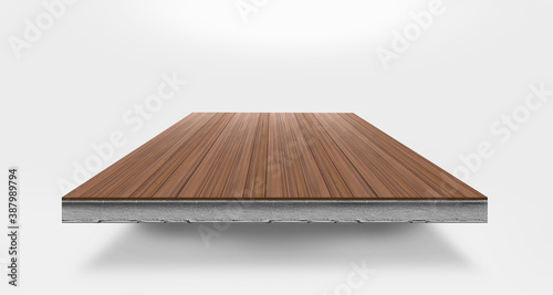 Bilde på lerret Cross section image of wood paving on concrete.