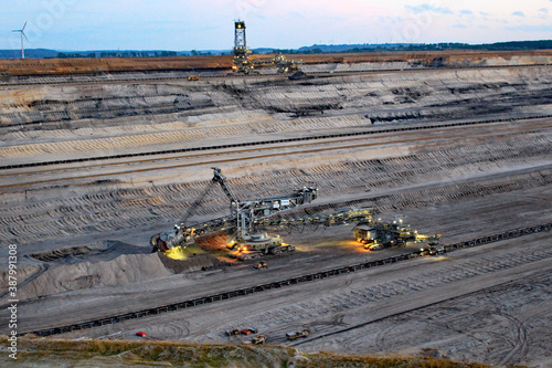 Bagger im Braunkohle Abbau Revier Garzweiler 2 Deutschland Nordrhein Westfalen NRW Europe	 photo