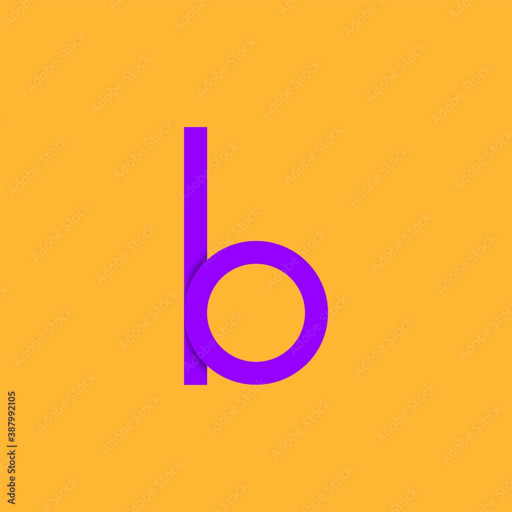 Violet letter b lo logo on yellow background Violet letter b lo logo on yellow background