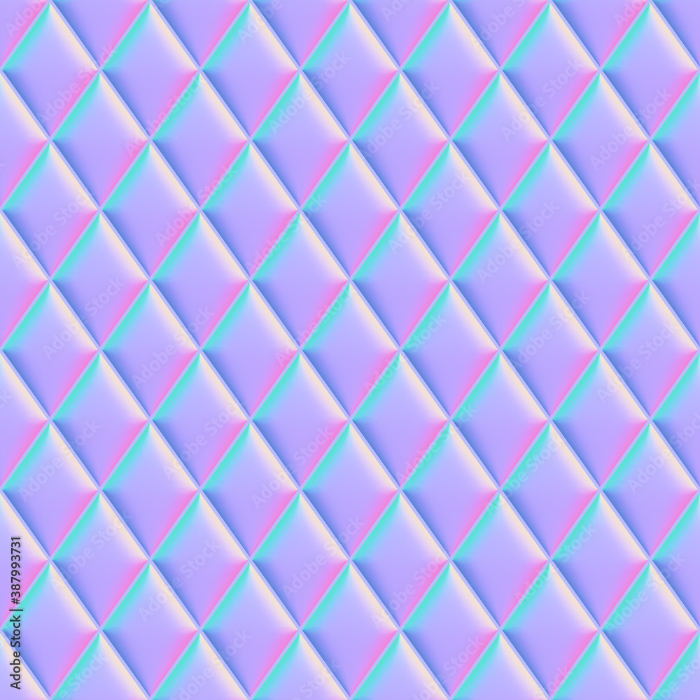 Fototapeta 3D illustration - The background of geometrical pattern. Normal mapping texture. And complete seamless pattern.