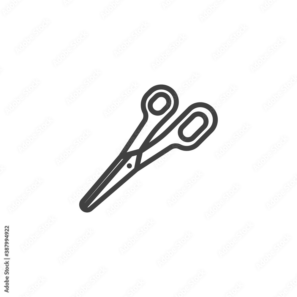 Office scissors line icon. linear style sign for mobile concept and web design. Scissors outline vector icon. Symbol, logo illustration. Vector graphics Office scissors line icon. linear style sign for mobile concept and web design. Scissors outline vector icon. Symbol, logo illustration. Vector graphics