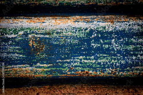 A strip of old rusty and blue slaughter