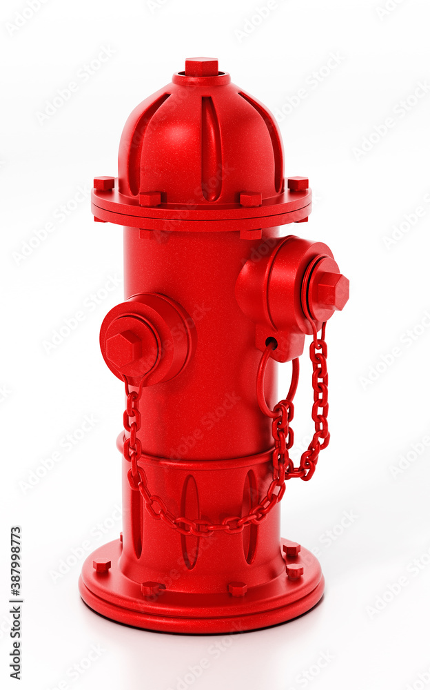 Red fire hydrant isolated on white background. 3D illustration
