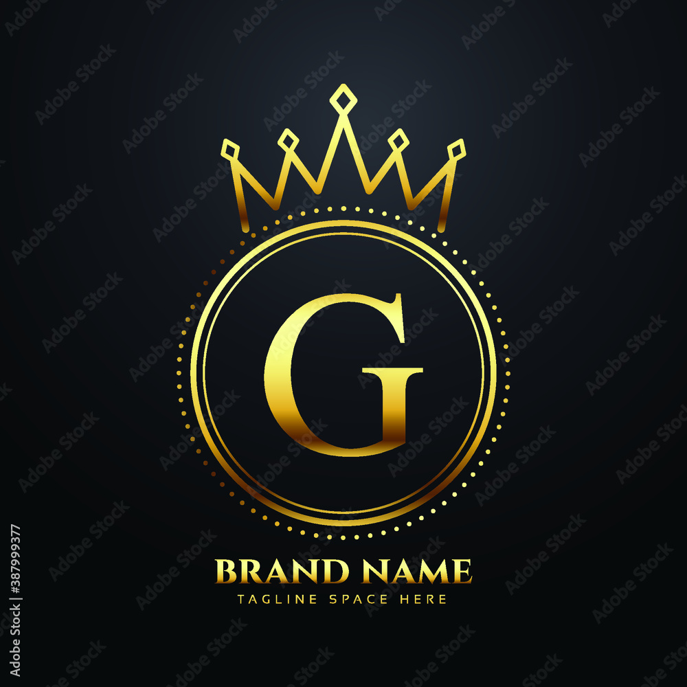 Naklejka premium Letter G gold luxury crown logo concept