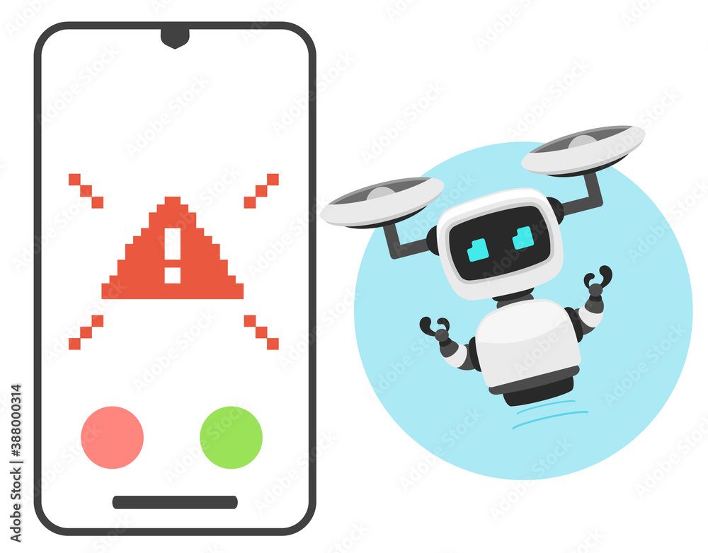 Smart robot with mobile phone alert.To see the other vector robot illustrations , please check Robot collection. Smart robot with mobile phone alert.To see the other vector robot illustrations , please check Robot collection.