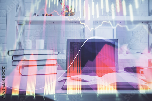 Wallpaper Mural Forex Chart hologram on table with computer background. Double exposure. Concept of financial markets. Torontodigital.ca