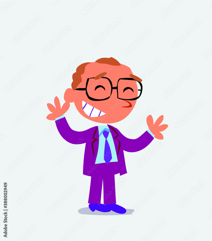  Very pleased cartoon character of businessman