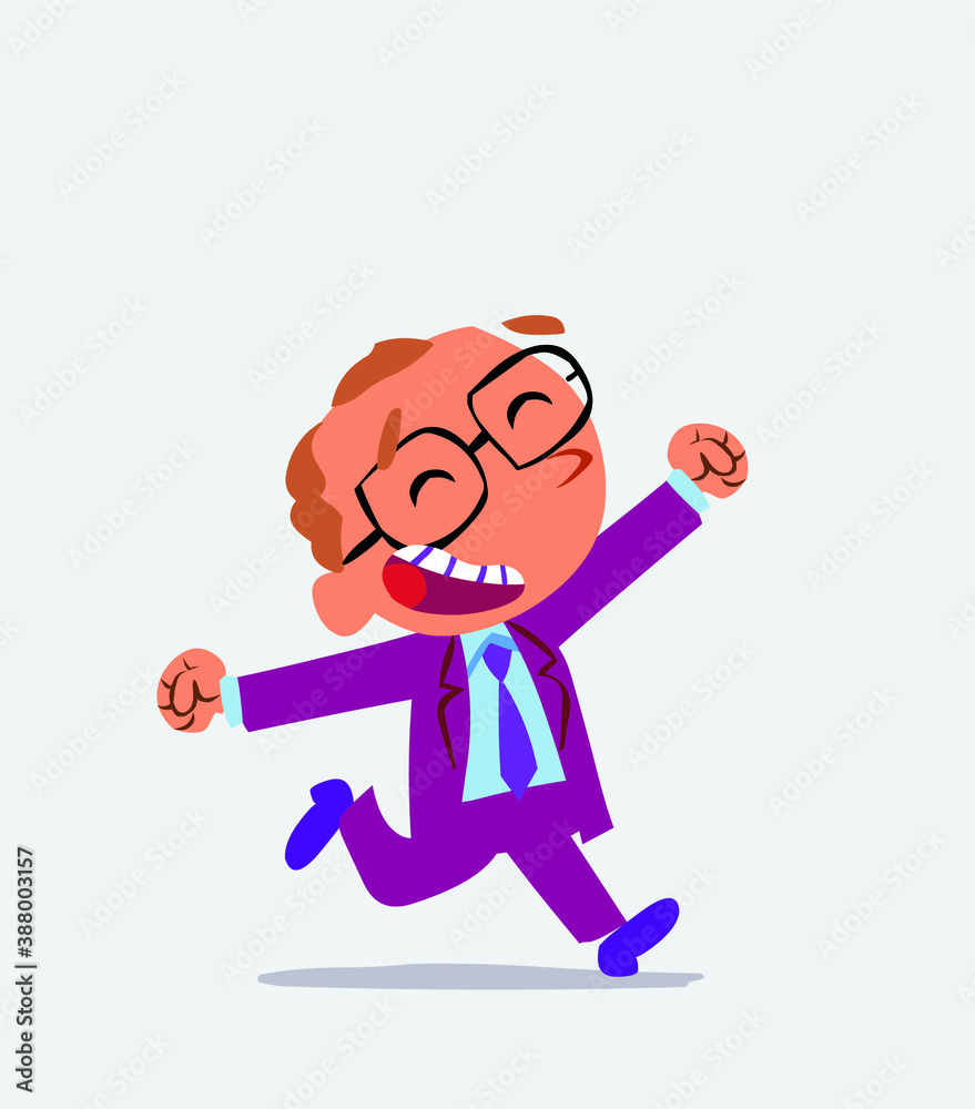 cartoon character of businessman running very euphoric. cartoon character of businessman running very euphoric.