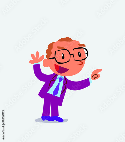 cartoon character of businessman pointing while arguing