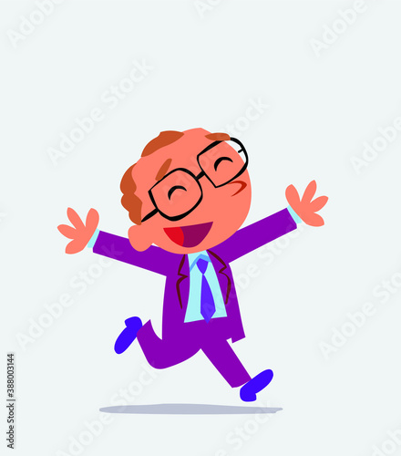 cartoon character of businessman running euphoric