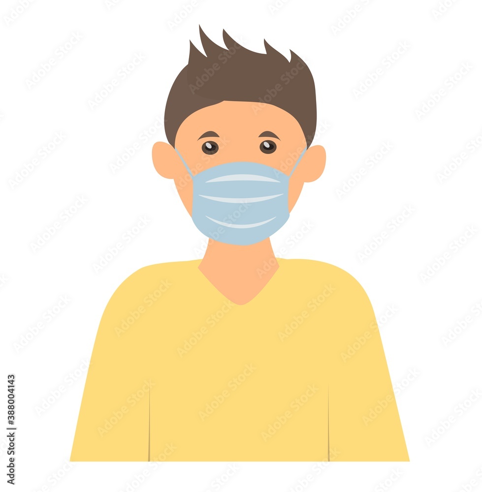 boy in a medical mask to protect against the virus. Vector illustration of health care people. boy in a medical mask to protect against the virus. Vector illustration of health care people.