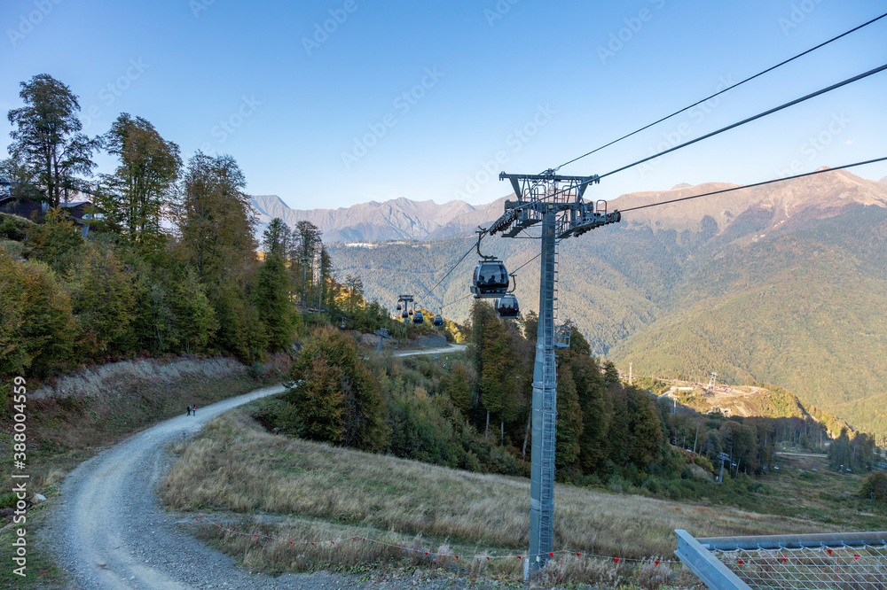 Cableway of Rosa Khutor ski resort in the Krasnodar region. Sochi, Russia Cableway of Rosa Khutor ski resort in the Krasnodar region. Sochi, Russia