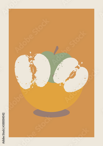 Autumn abstract vector drawing. Mid century modern boho style composition