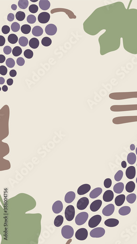 Autumn abstract vector drawing. Mid century modern boho style composition