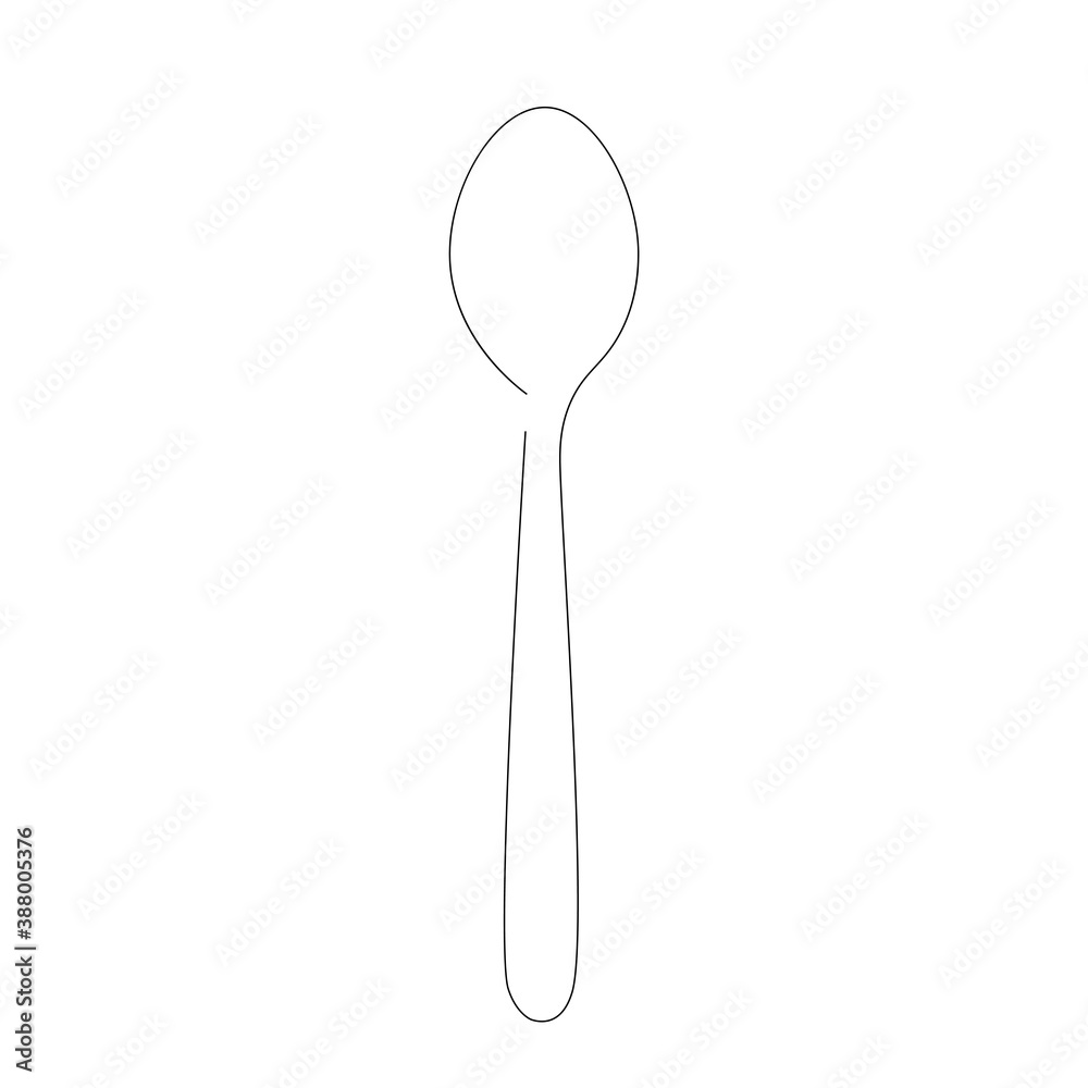 Spoon silhouette line drawing. Vector illustration Spoon silhouette line drawing. Vector illustration
