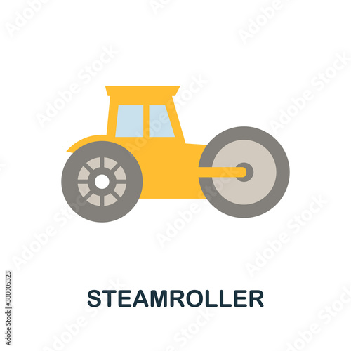Steamroller icon. Simple element from construction collection. Creative Steamroller icon for web design, templates, infographics and more