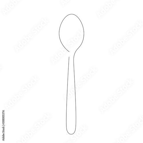 Spoon silhouette line drawing. Vector illustration
