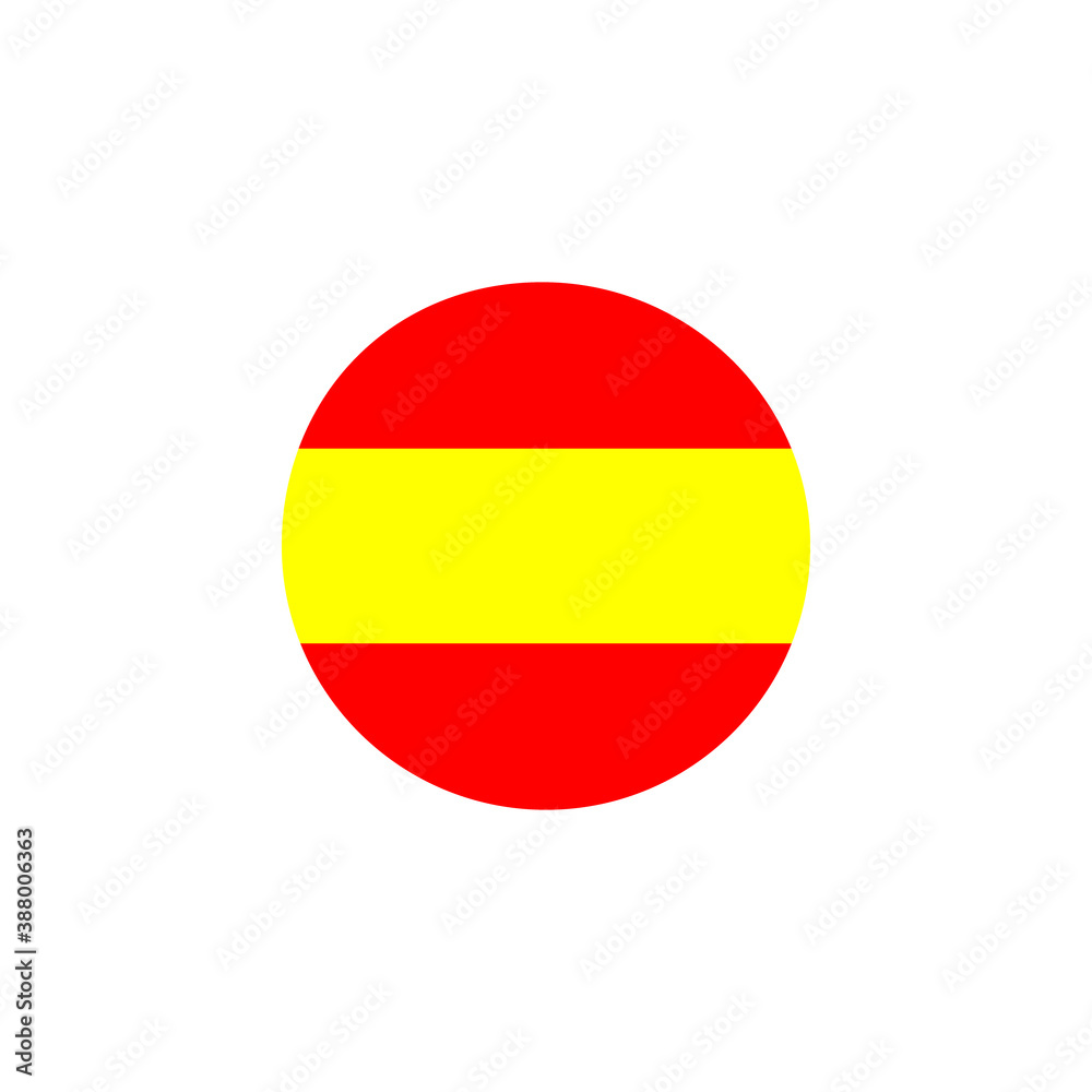 Spain round flag icon. National Spanish circular flag vector illustration isolated on white. Spain round flag icon. National Spanish circular flag vector illustration isolated on white.