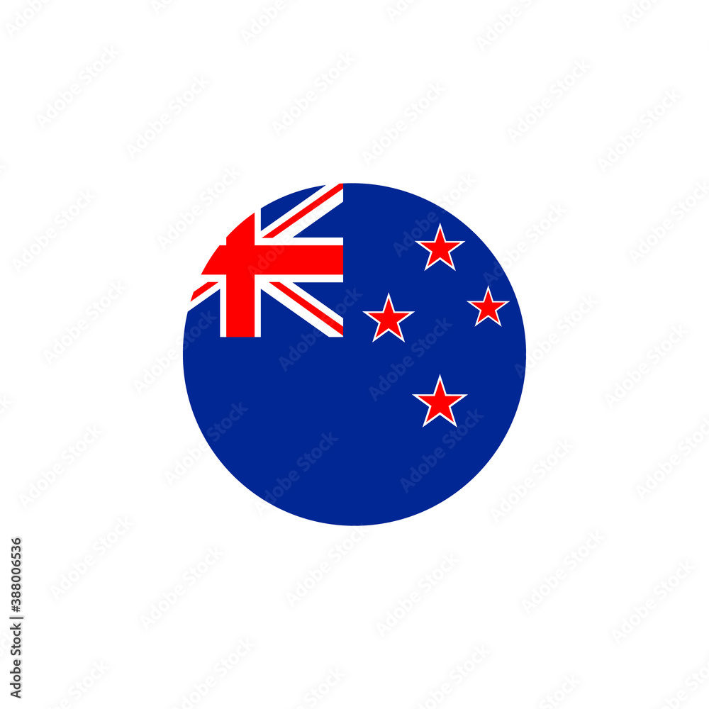 New Zealand round flag icon. National New Zealand circular flag vector illustration isolated on white. New Zealand round flag icon. National New Zealand circular flag vector illustration isolated on white.