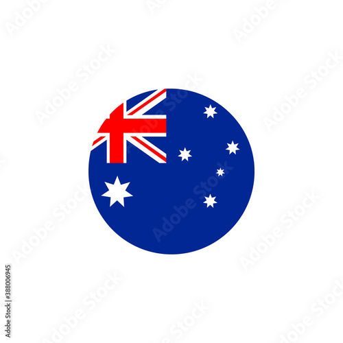 Australia round flag icon. National Australian flag vector illustration isolated on white.