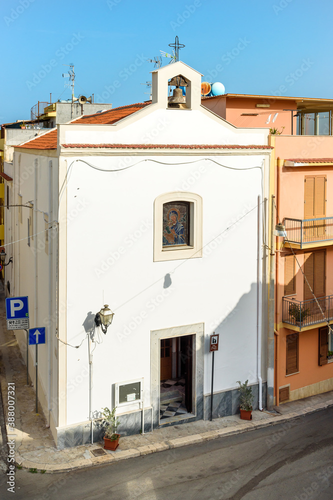 Top view of Church of the Holy Souls in Terrasini province of Palermo, Sicily, Italy.