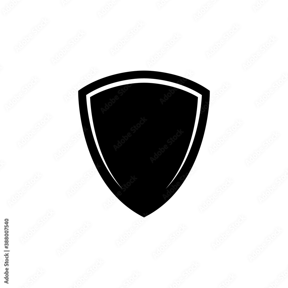 Shield icon. Template flat illustration. Shielding symbol in black and