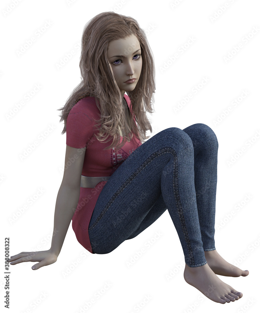Illustration of a teenage girl with a sad face Illustration of a teenage girl with a sad face
