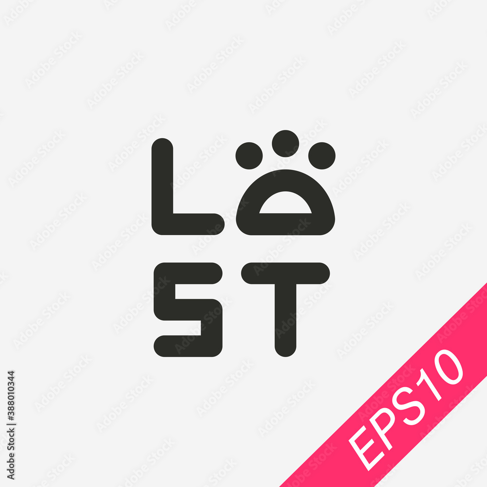 Lost pet icon isolated on background. Animal care symbol modern, simple, vector, icon for website design, mobile app, ui. Vector Illustration Lost pet icon isolated on background. Animal care symbol modern, simple, vector, icon for website design, mobile app, ui. Vector Illustration