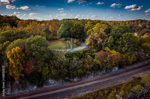 Mississippi River at Cape Girardeau Missouri. Fall 2020. Cape Rock