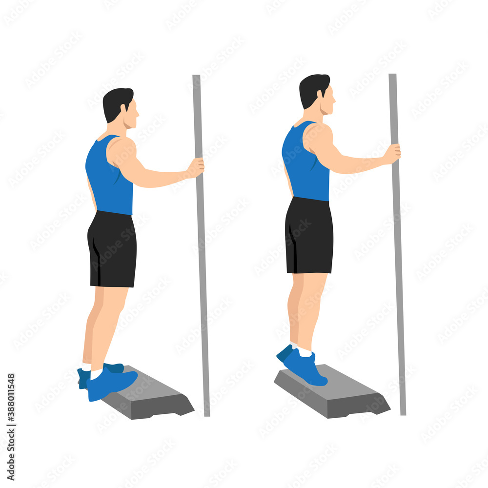 Exercises that can be done athome. Stand on a step so your heel can