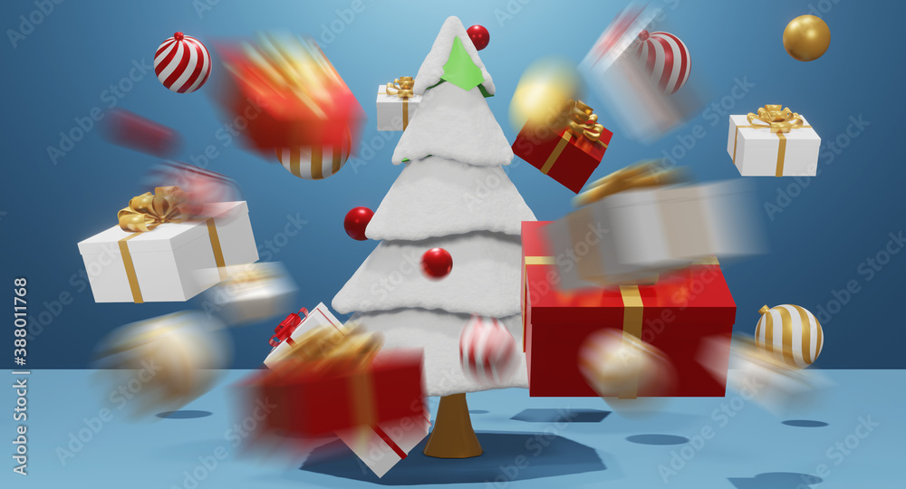 Christmas gift giving concept. happy new year, 3d rendering