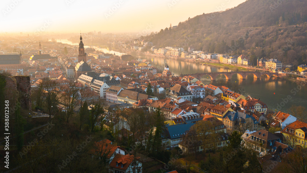 Stadt, Heidelberg, Altstadt, Reisen, Tourismus, Abendstimmung, Fluss, Brücke, Häuser, 