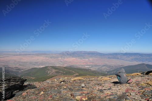 Obraz na płótnie Ascending the highest peak of Almeria's Sierra Nevada, El Chullo (2611 m) w salonie