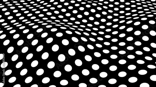 Abstract optical illusion wave. Black and white lines with distortion effect. Vector geometric pattern with circles.