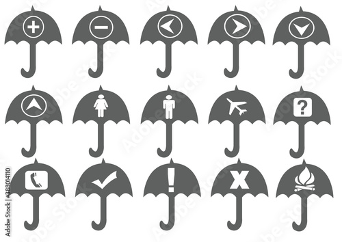 Web icon set in grey umbrella button, various icon set