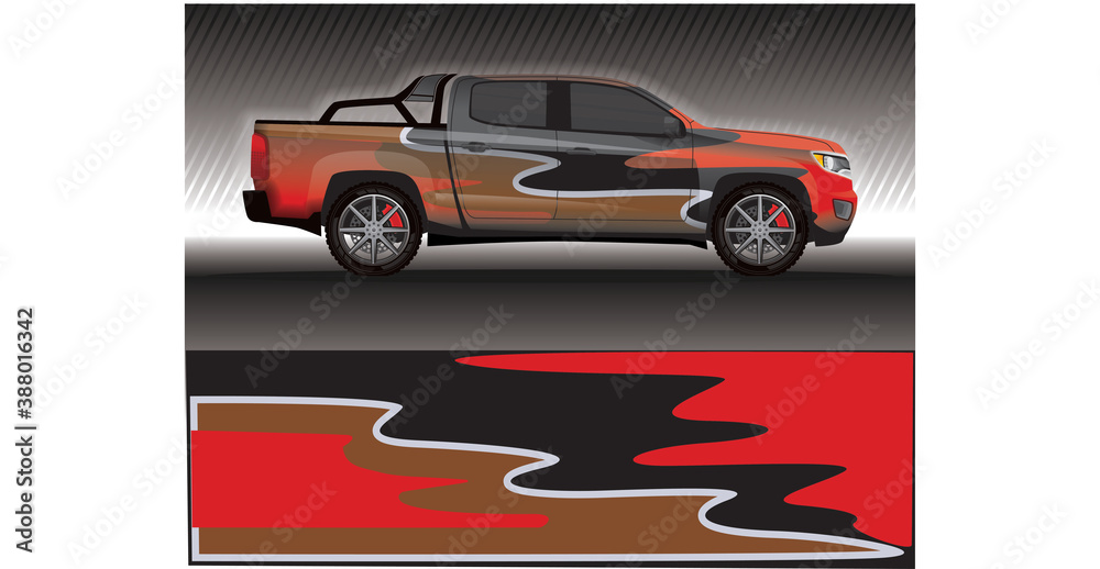 Naklejka premium Car livery wrap decal, rally race style vector illustration abstract background
