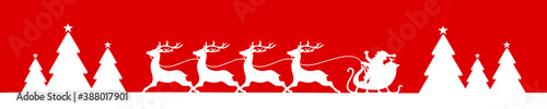 Banner Fahrender Weihnachtsschlitten Weiß Roter Hintergrund