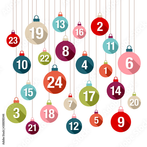 Adventskalender Hängende Bunte Kugeln Mit Schatten
