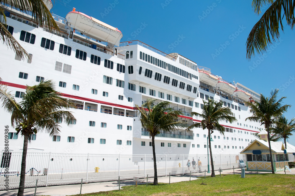 Cruise Ship Moored in Freeport on Grand Bahama Island