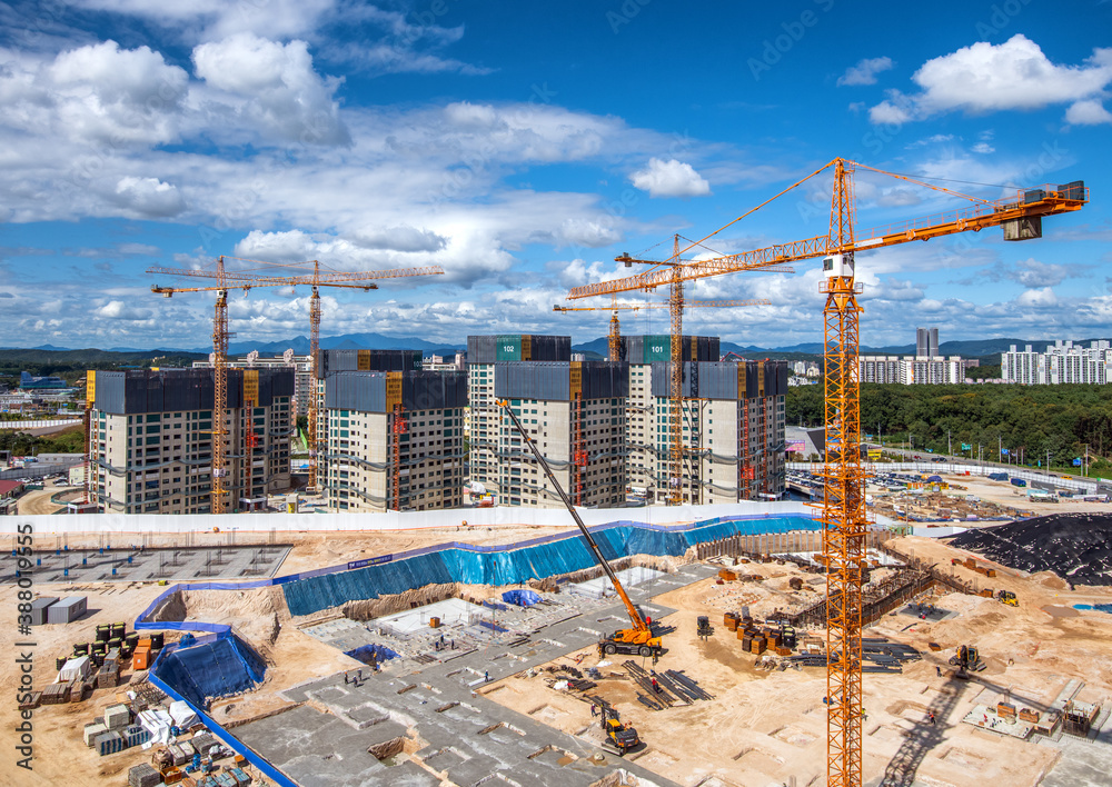 construction site with crane