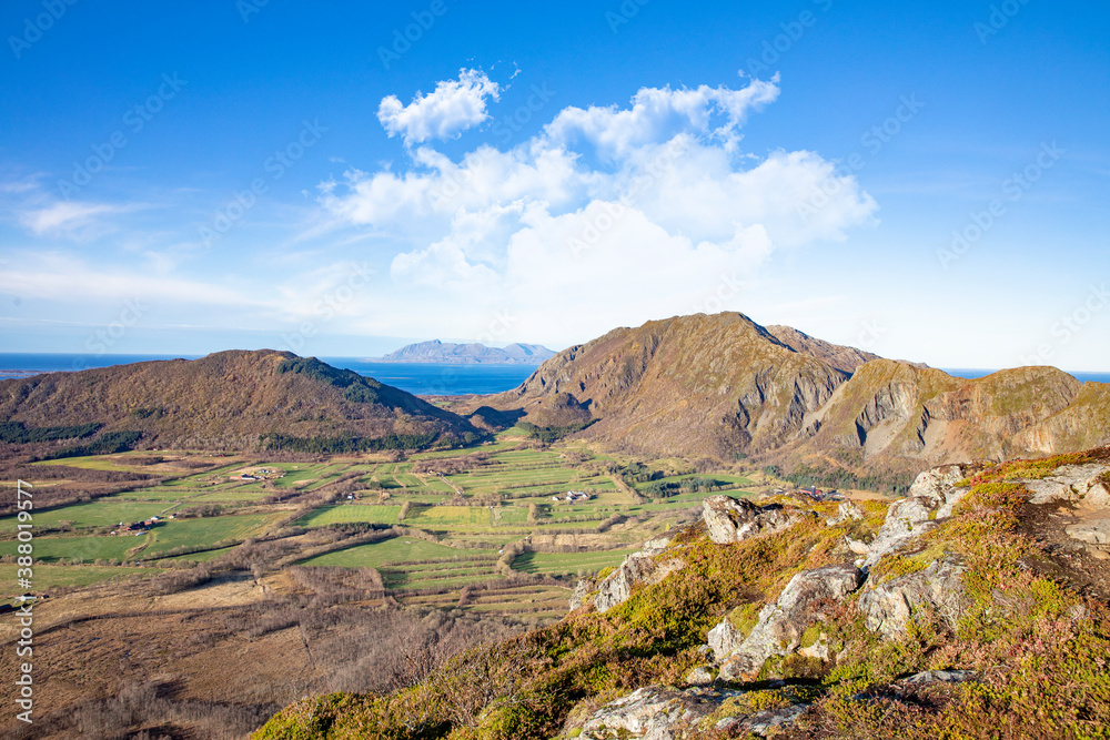 View from the top of the mountain Ramntind in Brønnøy municipality