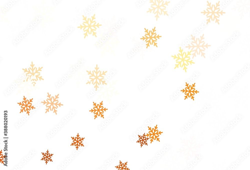 Light Orange vector background with xmas snowflakes, stars. Light Orange vector background with xmas snowflakes, stars.