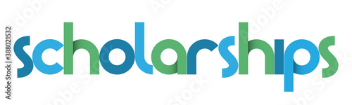 SCHOLARSHIPS blue and green vector typography banner