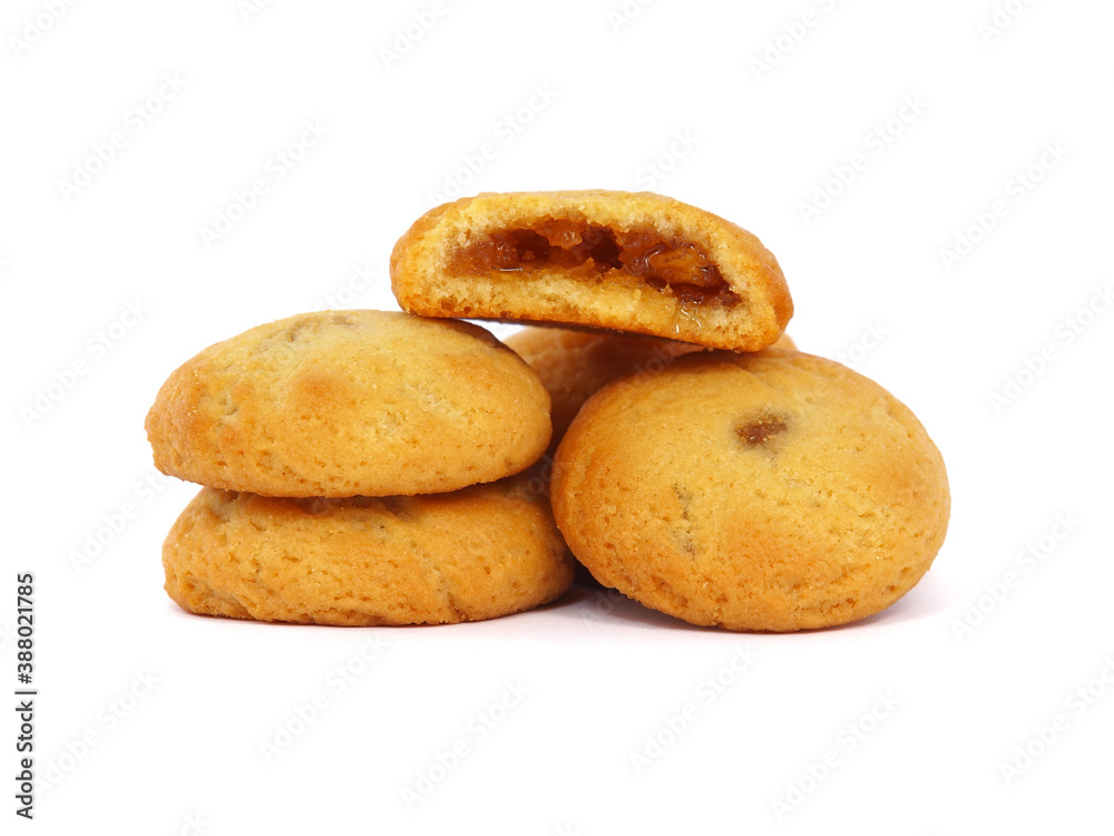 Jam filled cookies isolated on white background
Jam filled cookies isolated on white background