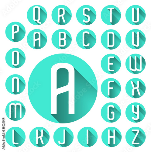 alphabet flat design turquoise white