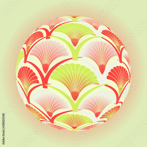 floral asian style lantern ball wasabi red