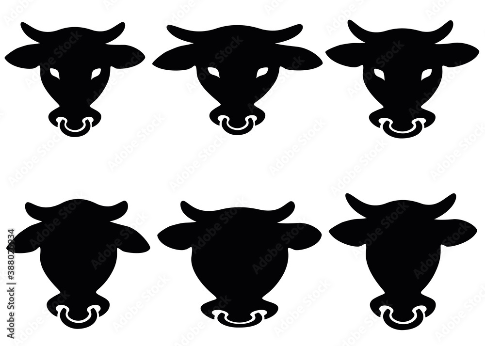 Obraz premium Cow and bull logo in the set.