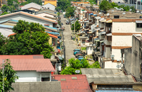 View over the Kampung Baru or "Kampong Bharu" (meaning "New Village") Malay enclave in central Kuala Lumpur, Malaysia